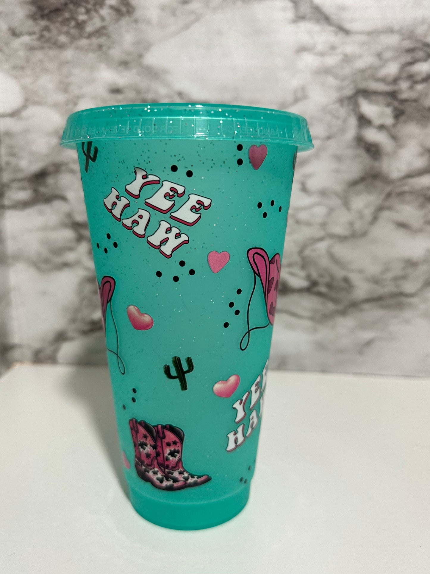 YeeHaw, Teal Cup w Straw