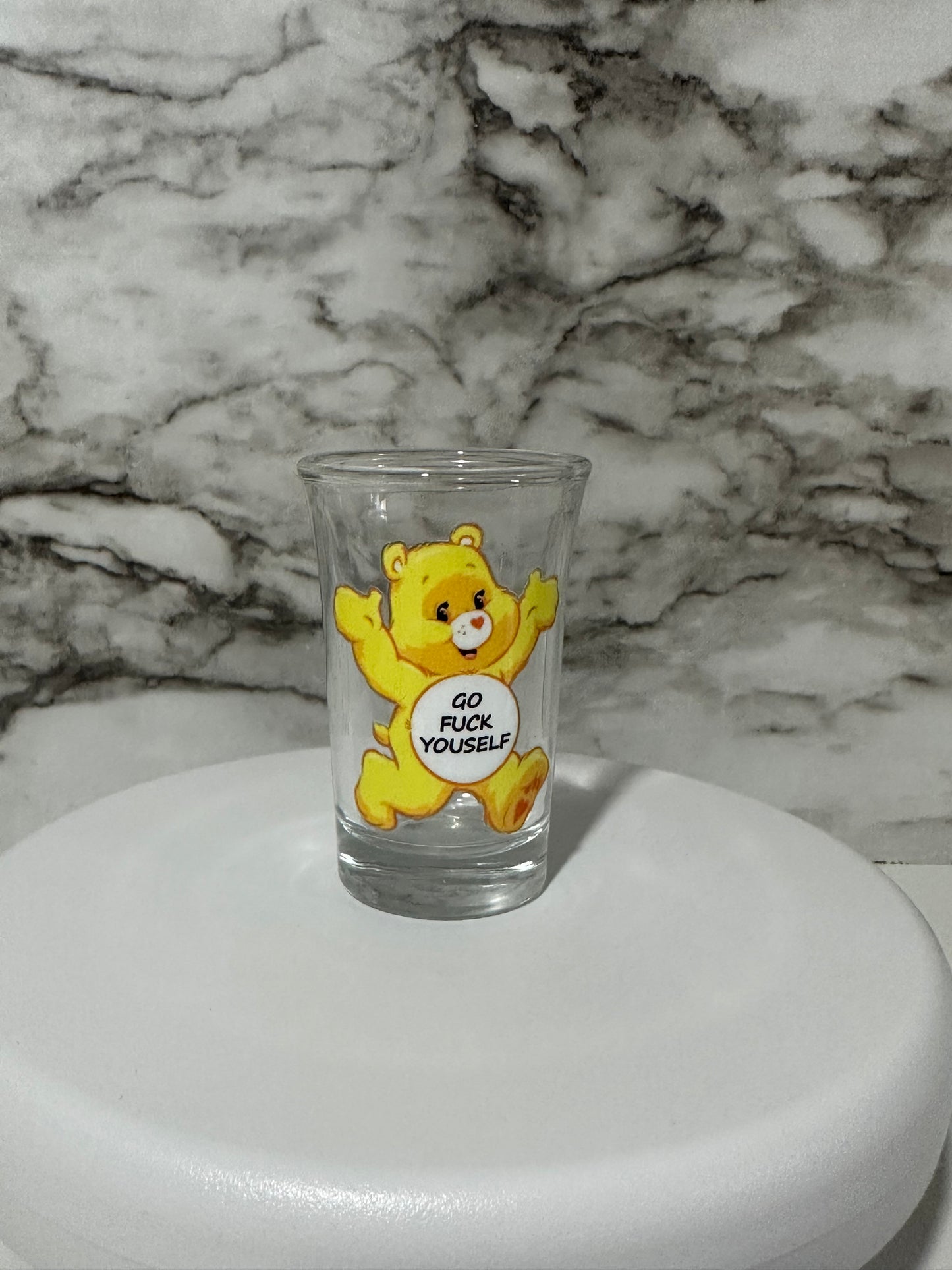 Carebear Shot Glass, Go F*ck Yourself Yellow