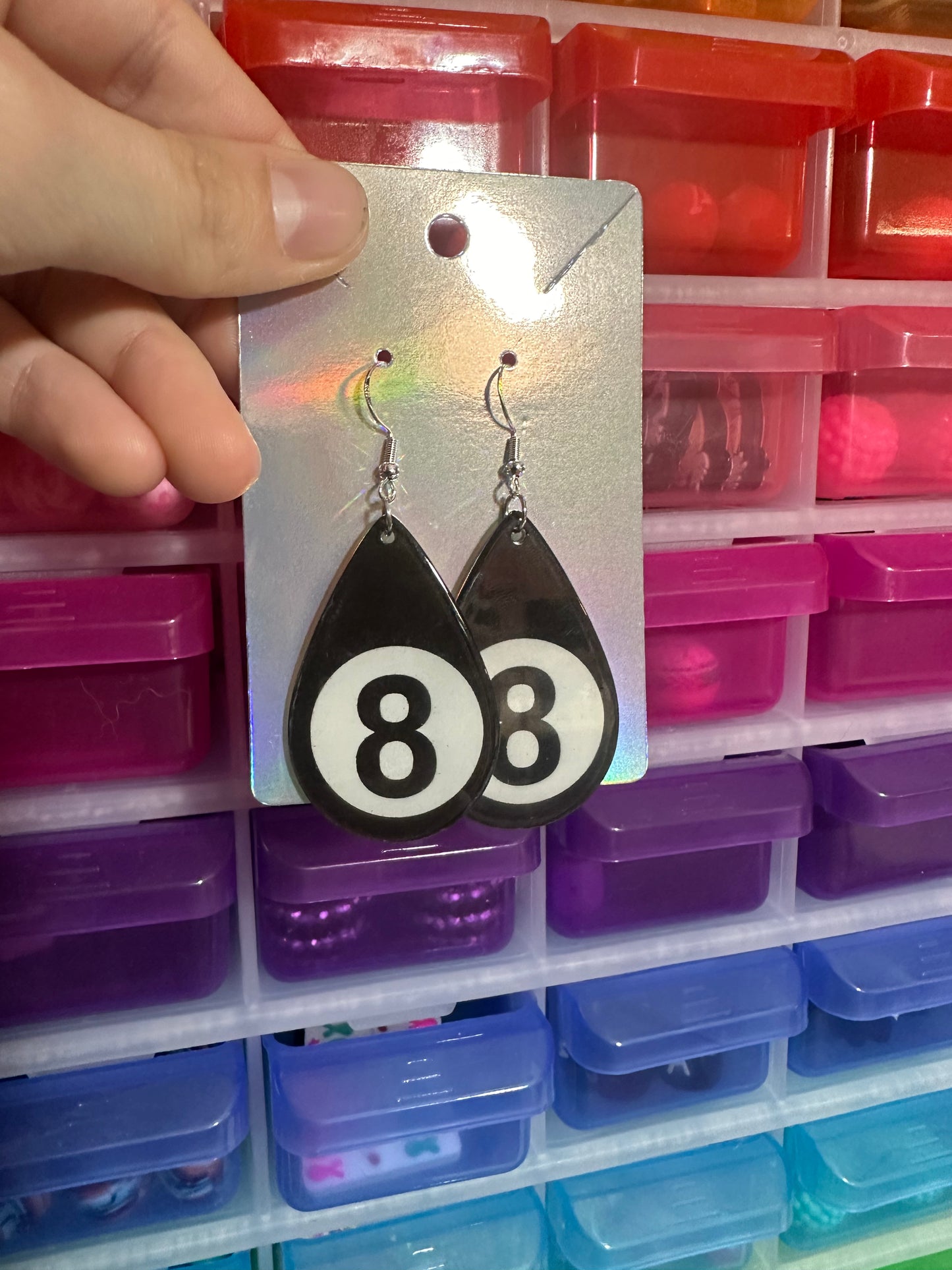 Eight-Ball Teardrop Earrings