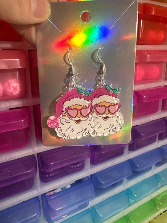 Santa in Pink Earrings