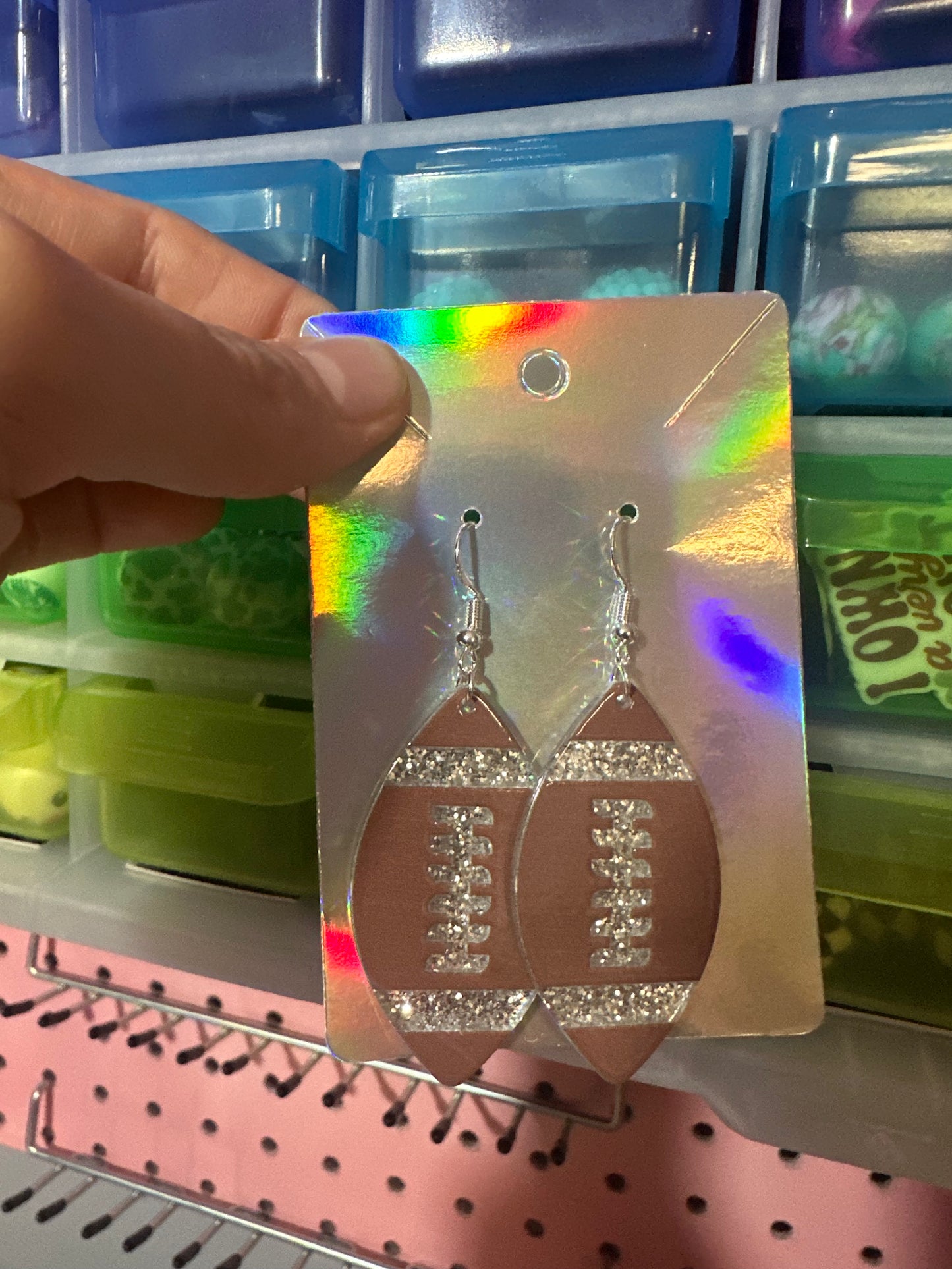 Glitter football earrings