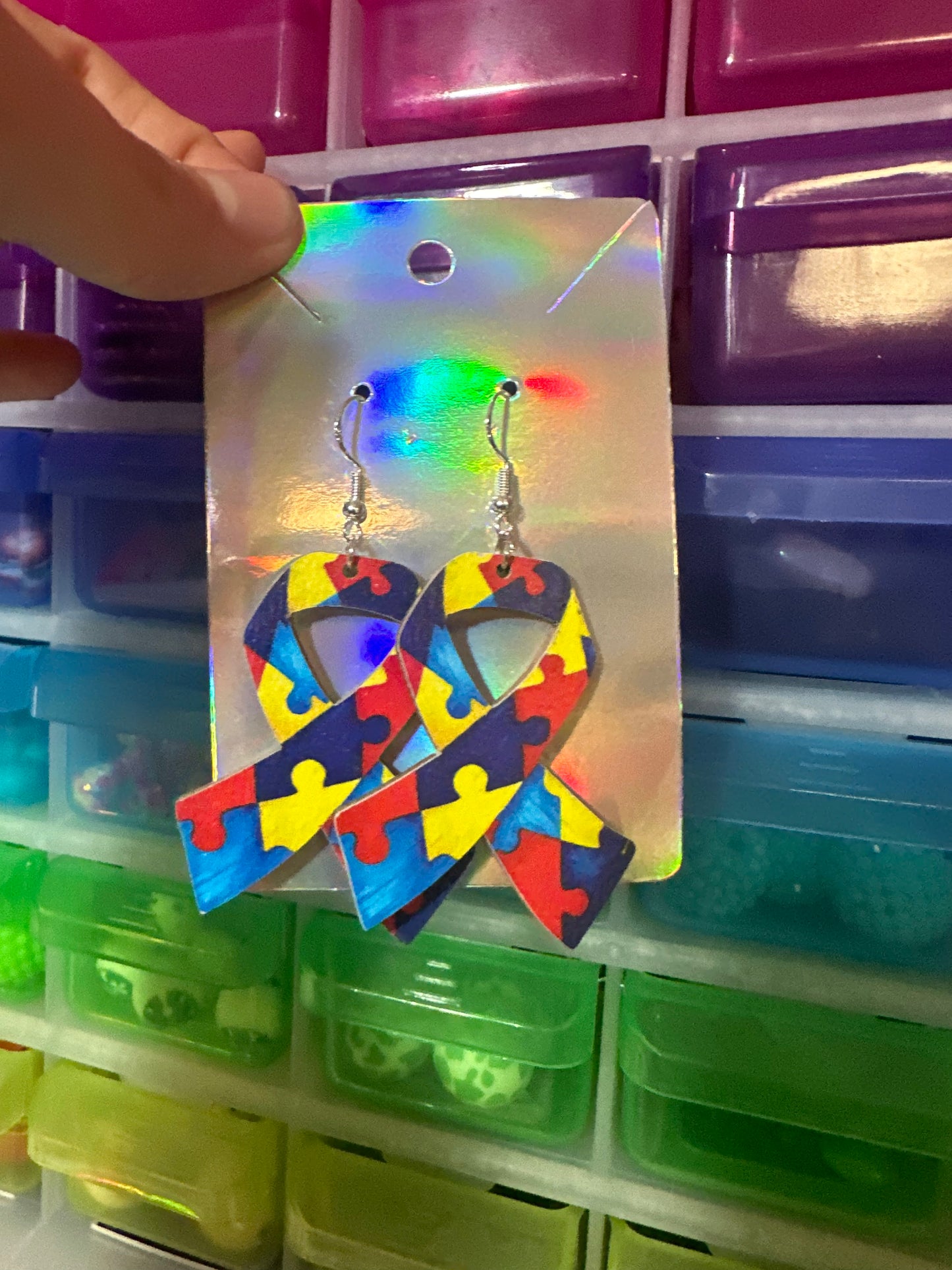 Autism ribbon earrings
