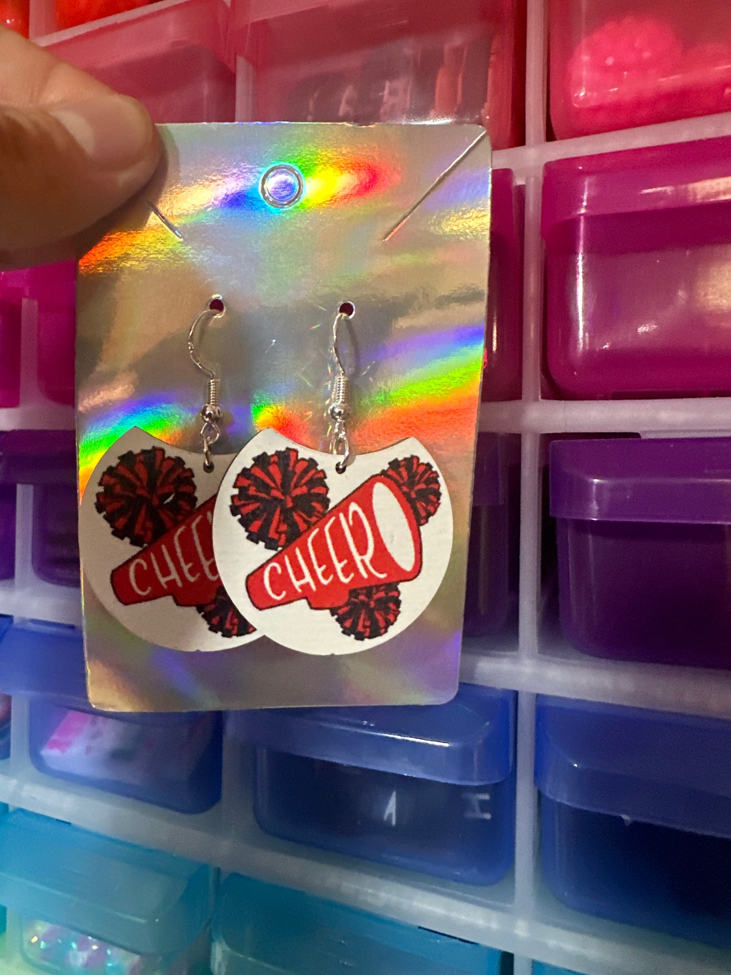 Red cheer earrings