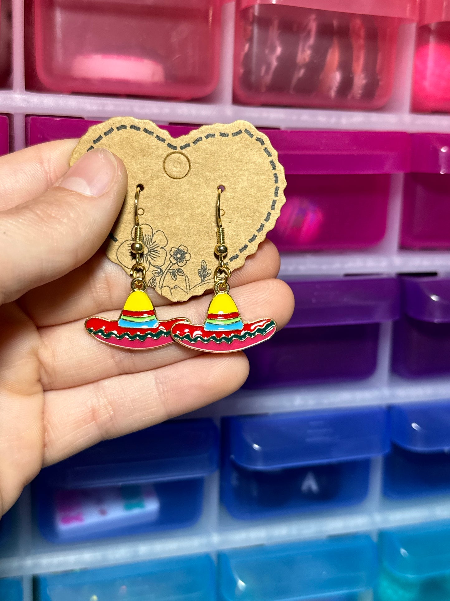 Cinco de Mayo hat small dangle earrings