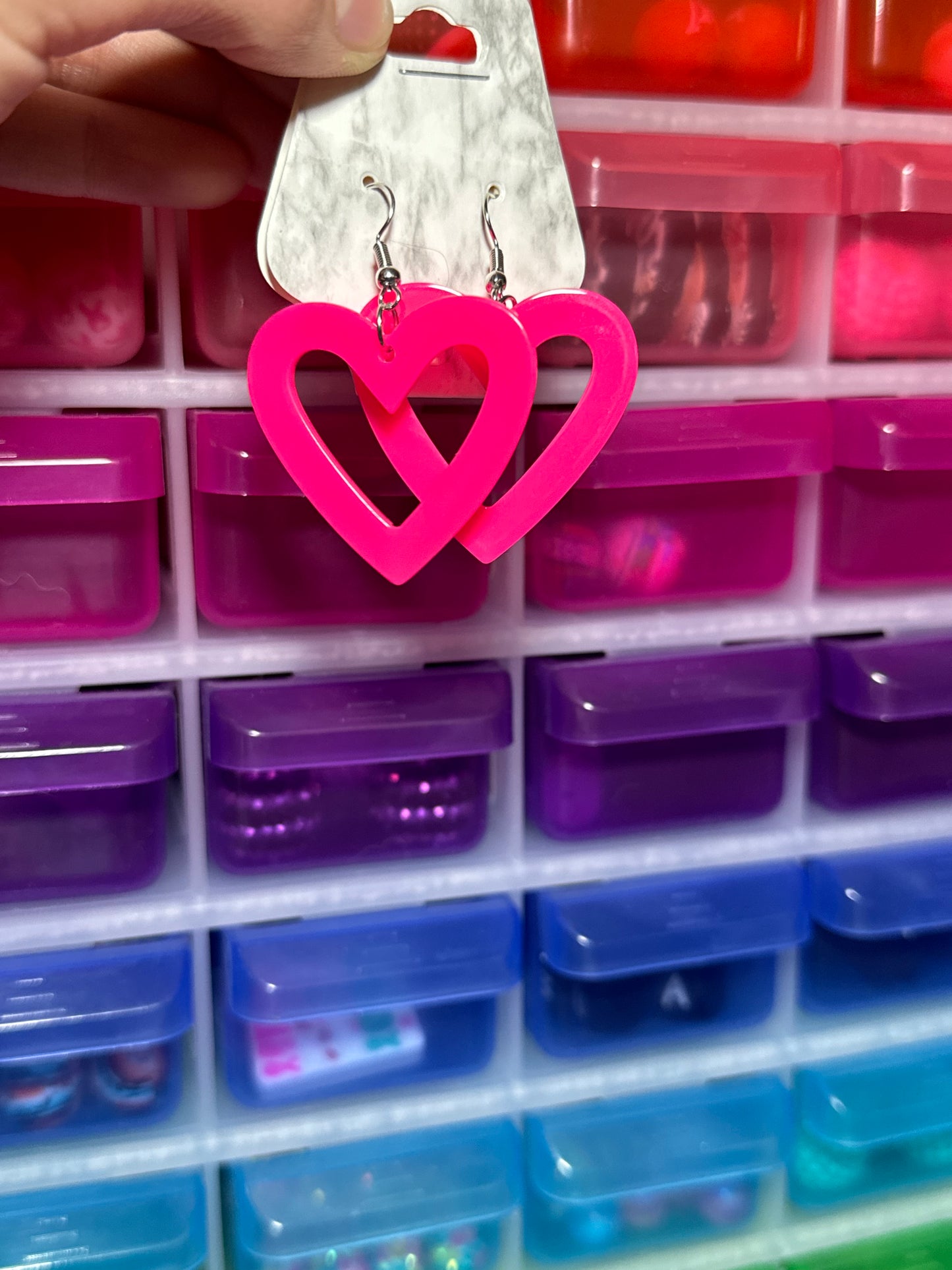 Pink heart earrings