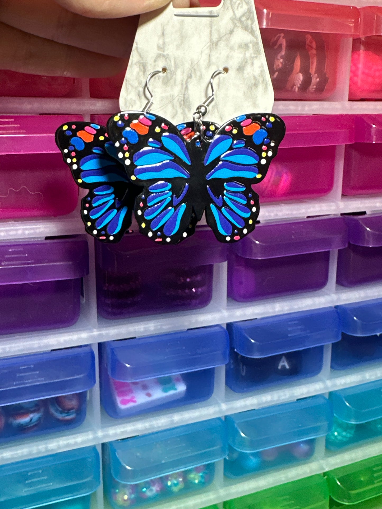 Blue butterfly earrings