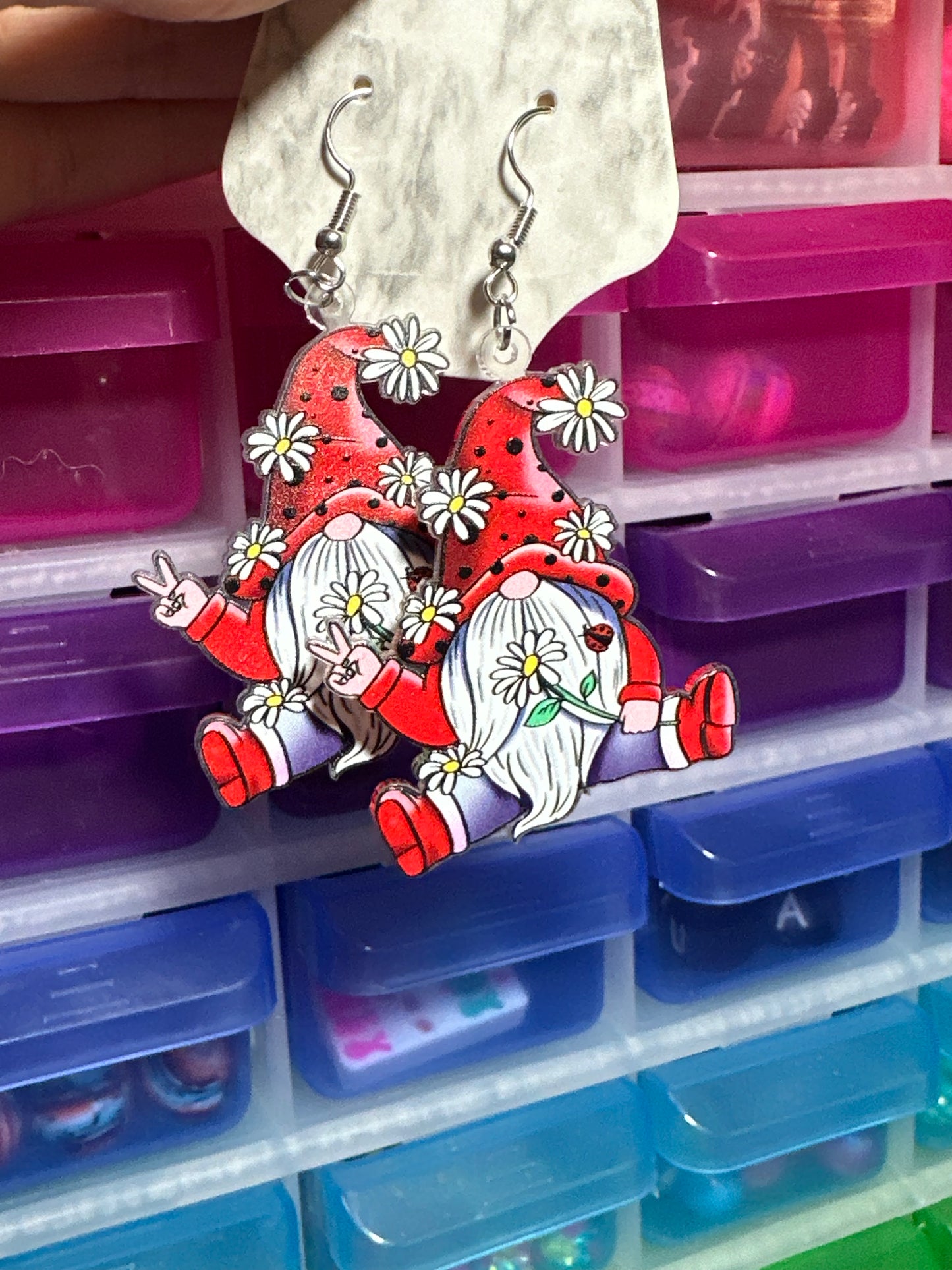 Flower gnome earrings