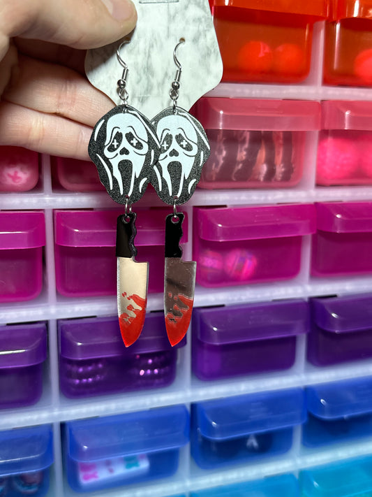 Ghostface knife earrings