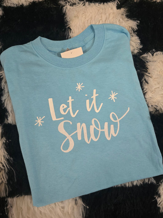 Let It Snow Tee, Light Blue