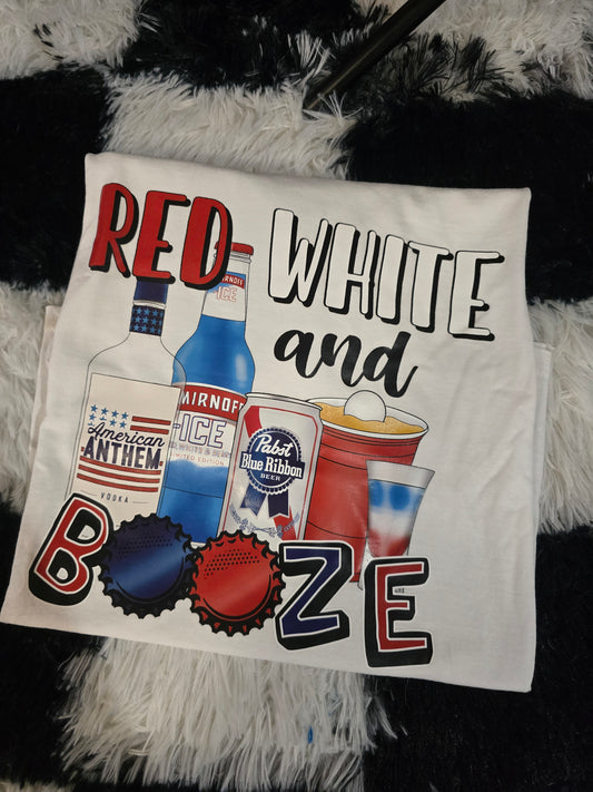 Red, White, & Booze Tee, White