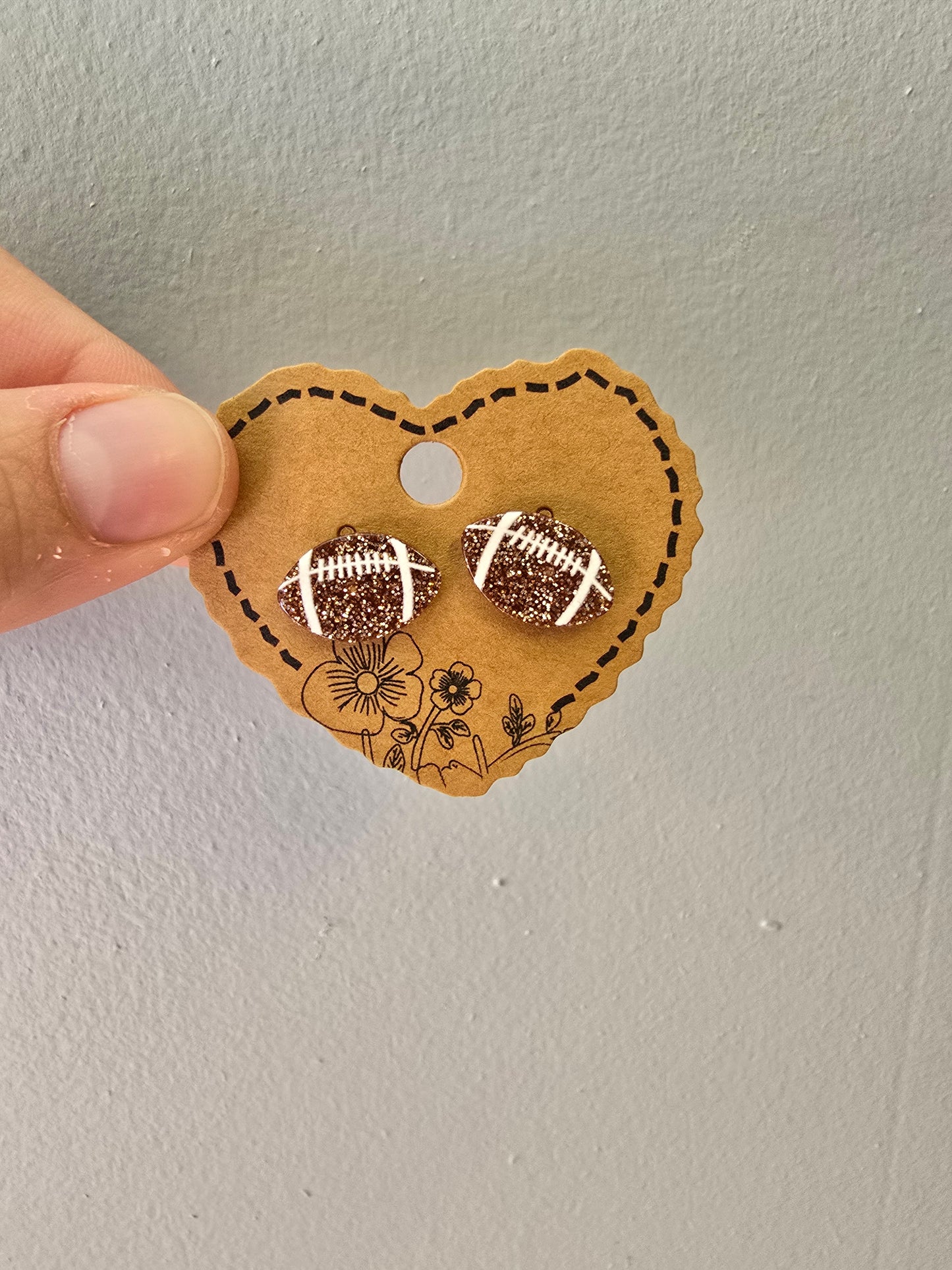 Glitter Football Acrylic Stud Earrings