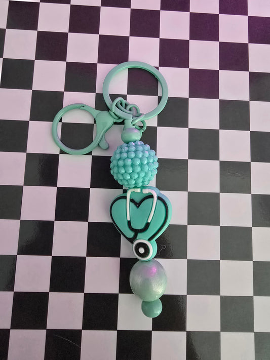 Nurse Beaded Keychain, Mint Green