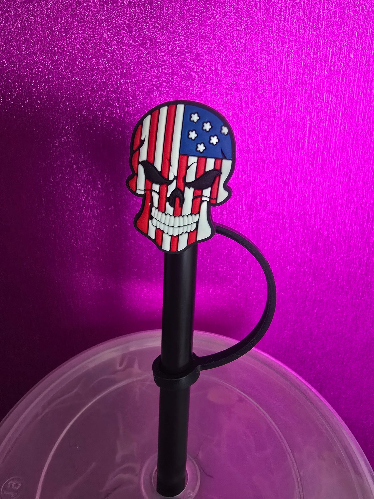 American Skull Straw Topper