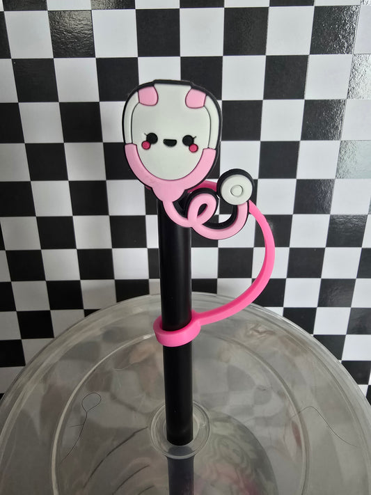 Nurse Stethoscope Straw Topper, Pink
