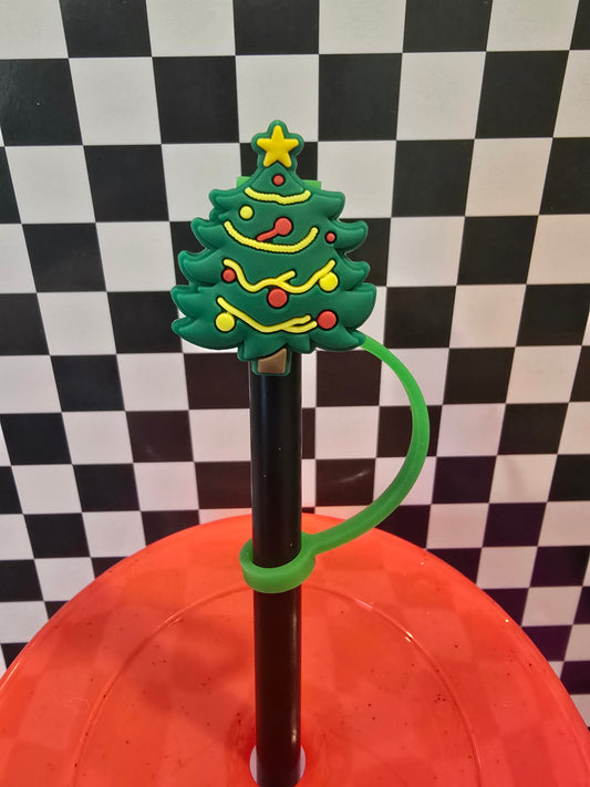 Green Christmas Tree Straw Topper