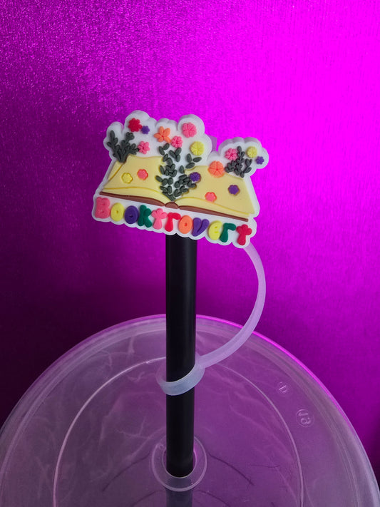 Booktrovert Floral Straw Topper