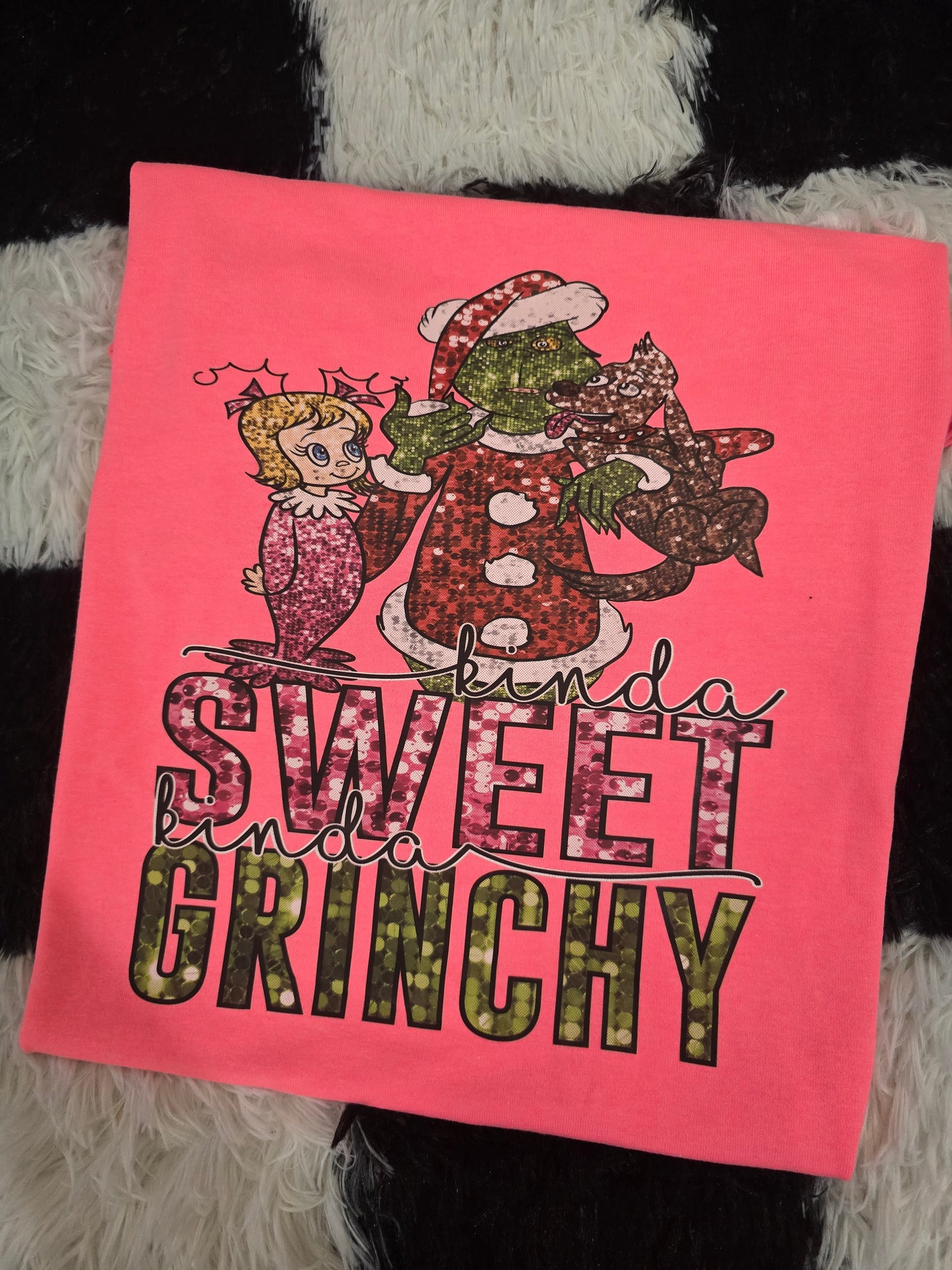 Sweet & Grinchy Tee, Neon Pink