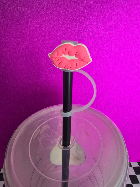 Lips Straw Topper, Pink