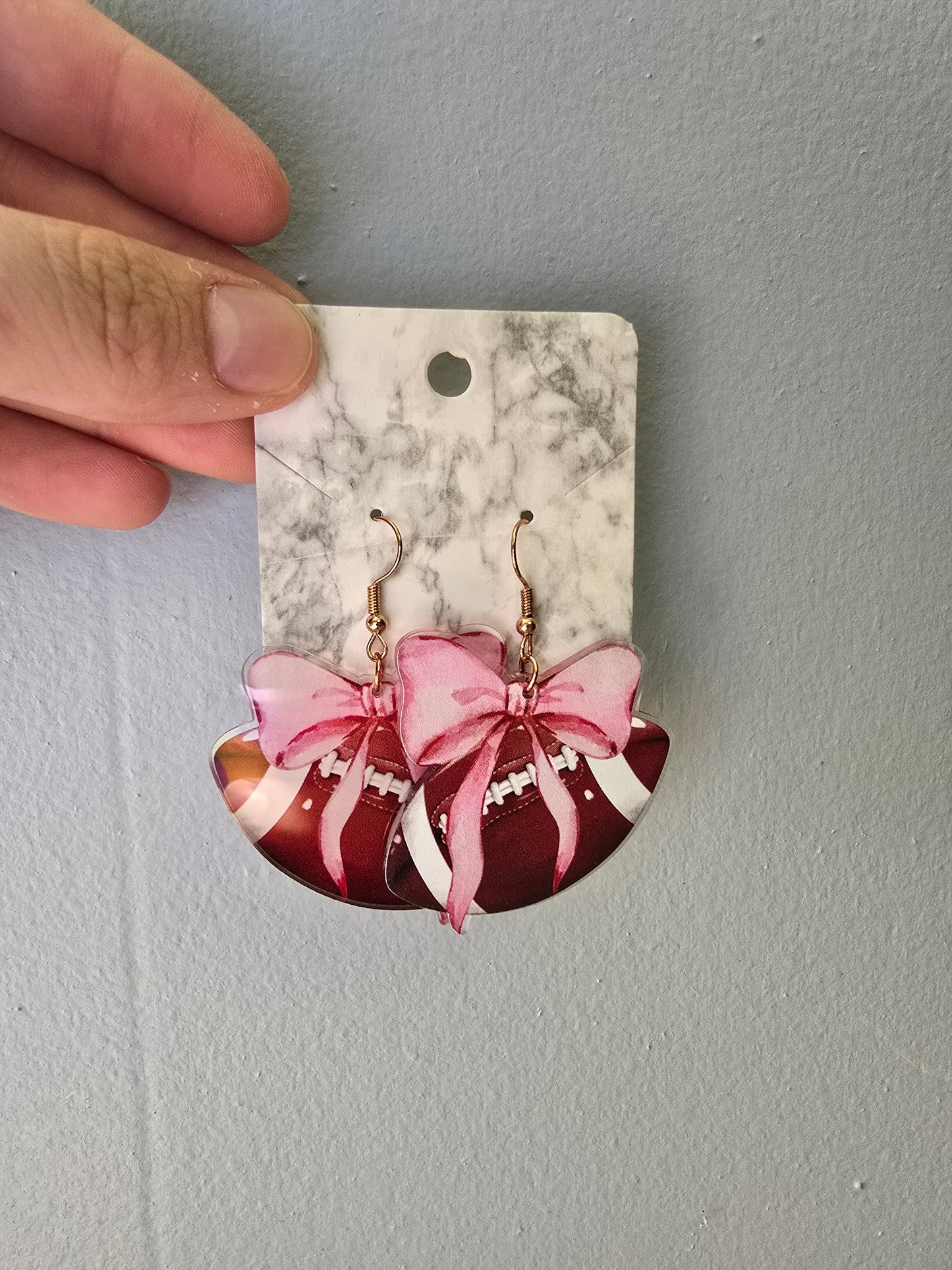 Football & Bows Acrylic Earrings