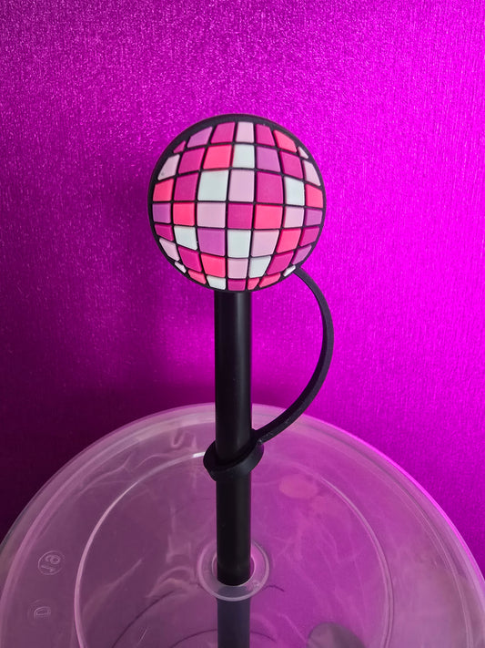 Disco Ball Straw Topper, Pink