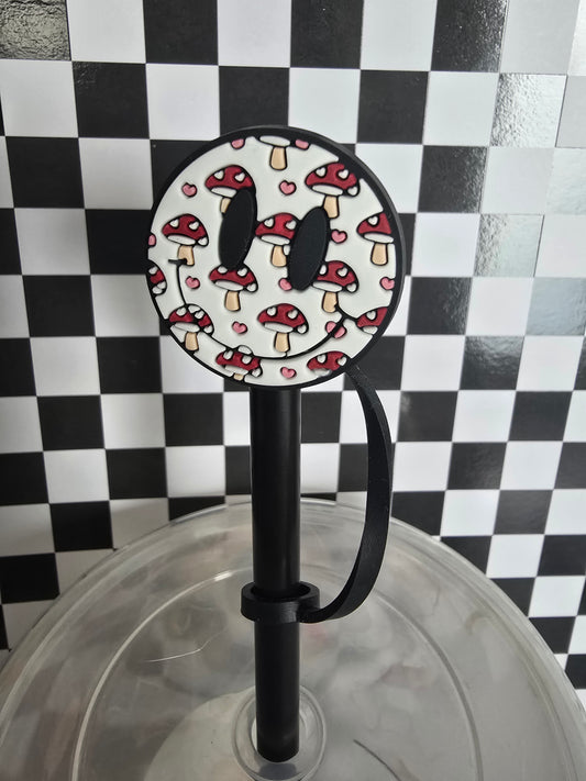 Smiley Face Straw Topper, Mushroom