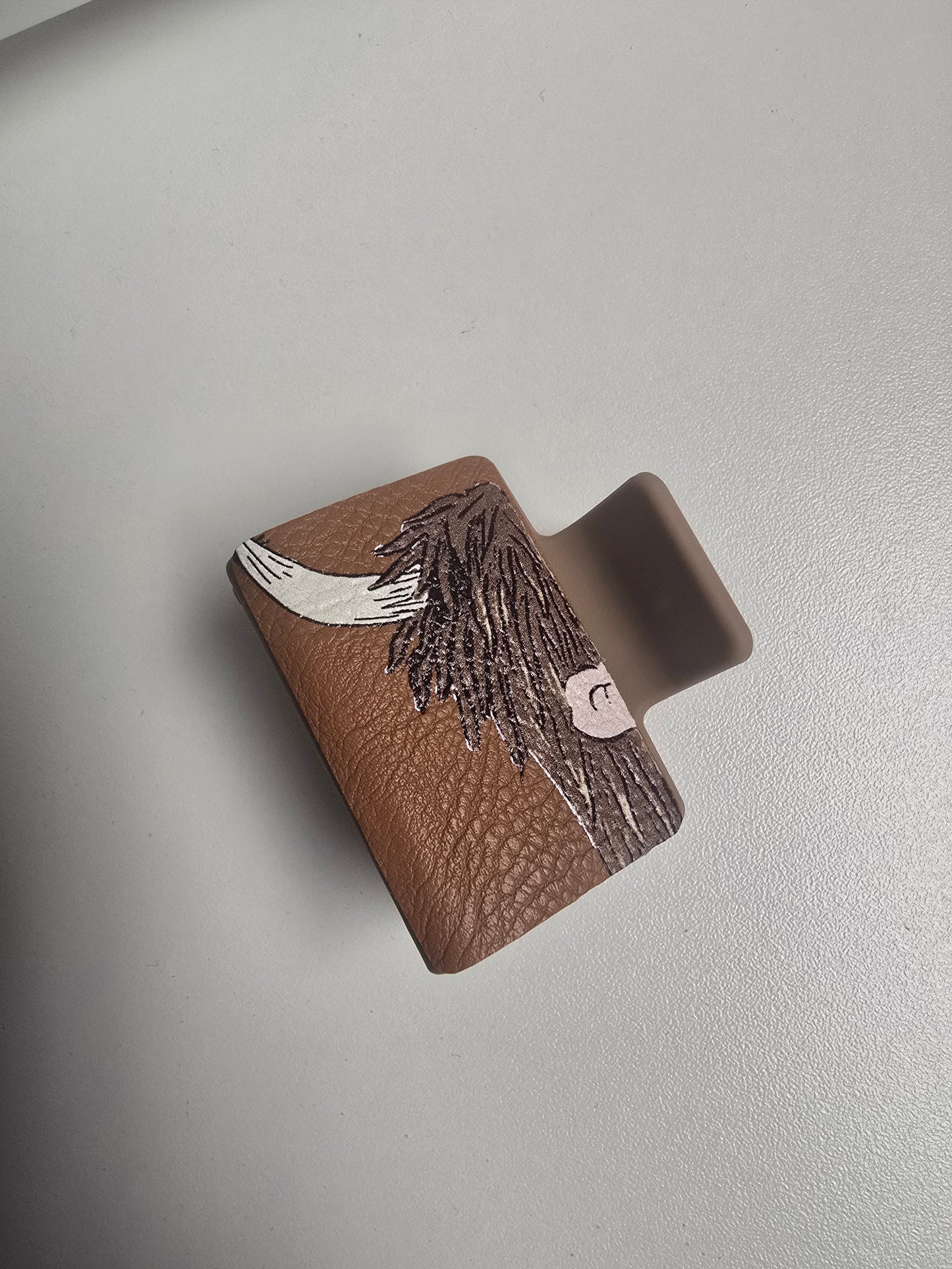 Mini Moo Leather Claw Clip, 1.5"