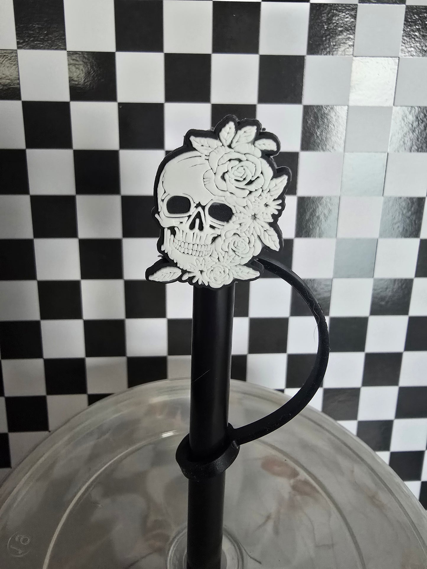 Skulls & Floral Straw Topper