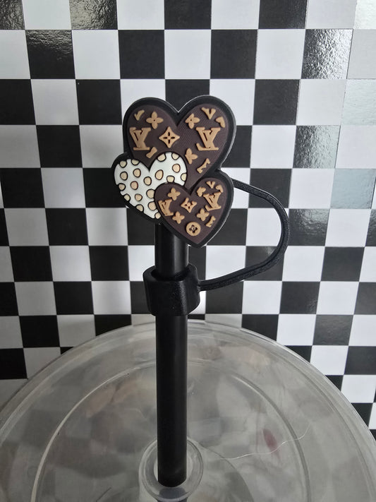 Luxury Brown Heart Straw Topper