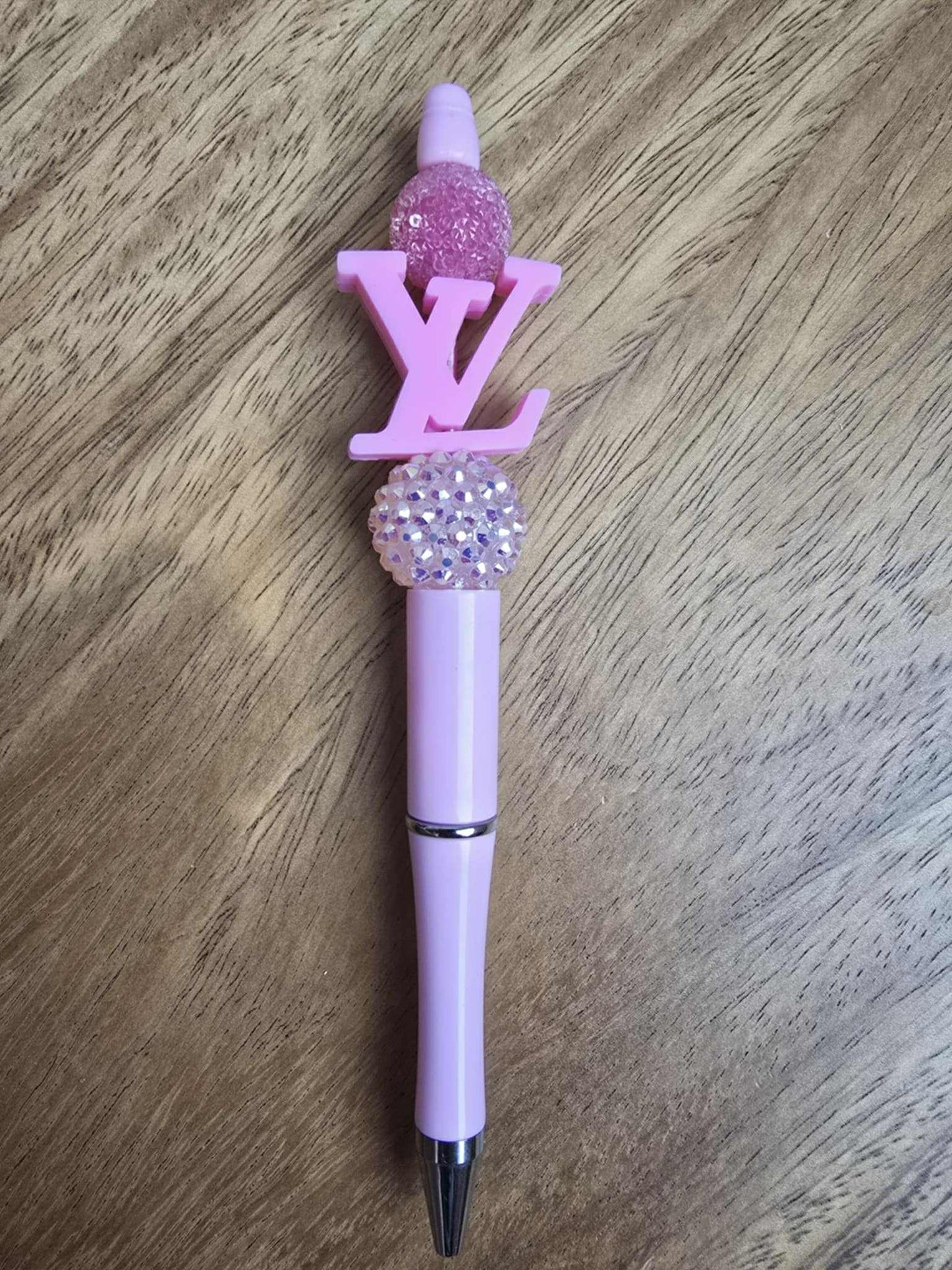 Luxury Louie Logo Pen, Pink Sparkle