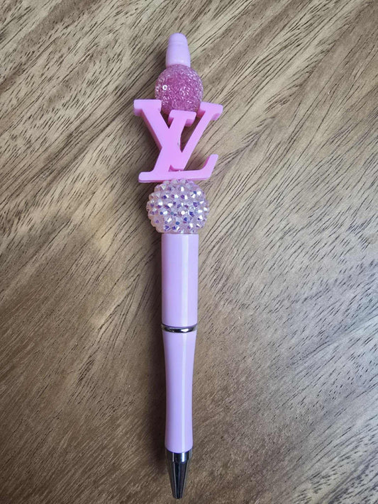 Luxury Louie Logo Pen, Pink Sparkle