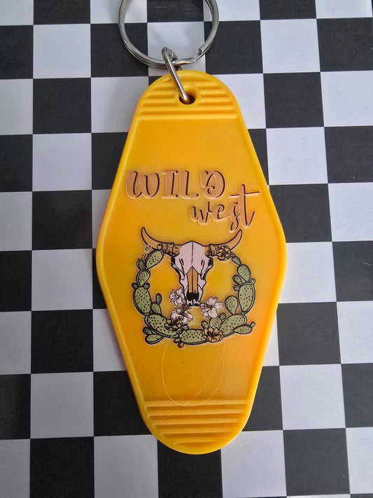Cactus Wild West Motel Keychain, Yellow