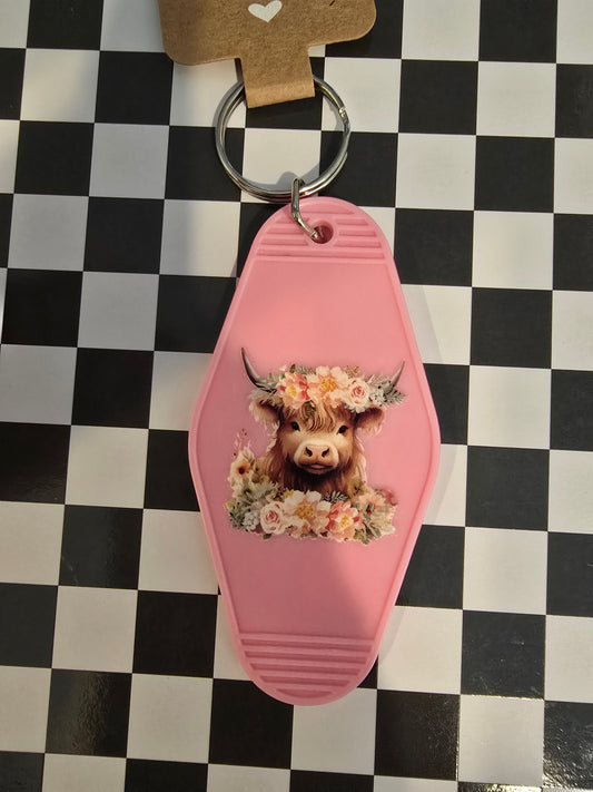 Highland Floral Motel Keychain, Pink