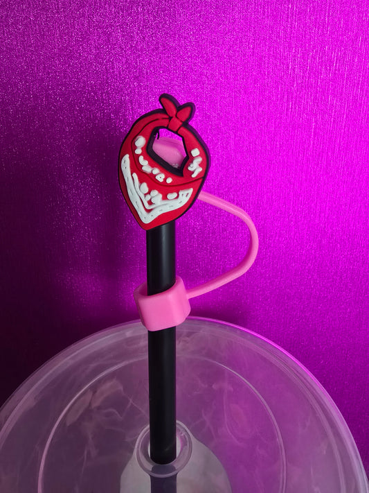 Red Bandana Straw Topper