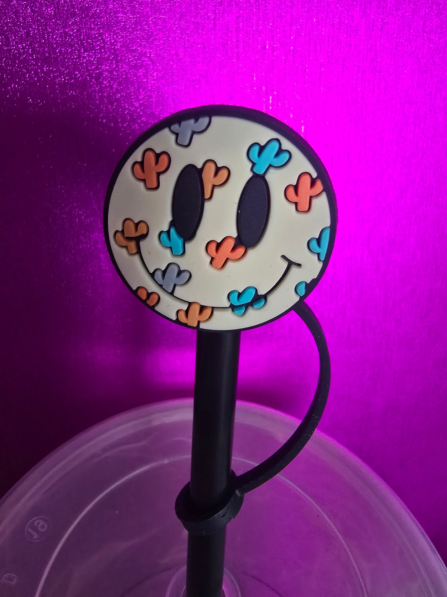 Smiley Straw Topper, Cactus