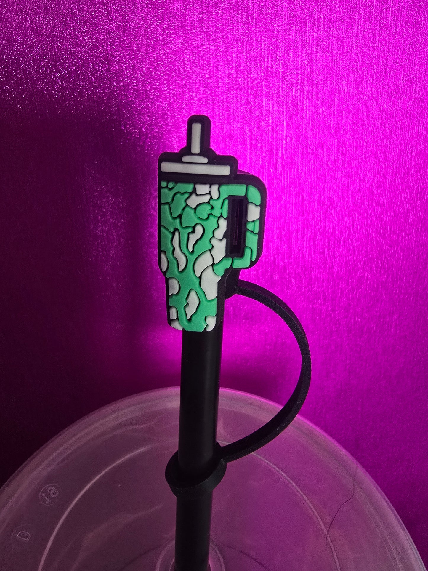 Camo Tumbler Straw Topper, Green