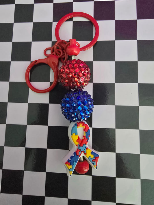 Autism Awareness Beaded Keychain
