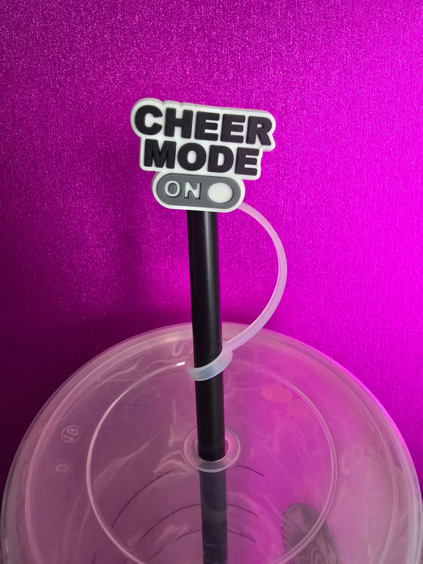 Cheer Mode Straw Topper, Gray