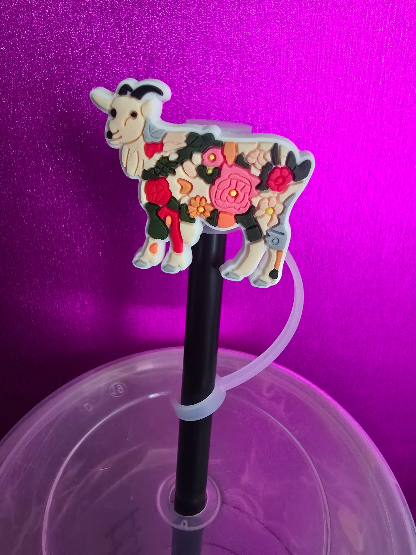 Floral Goat Straw Topper