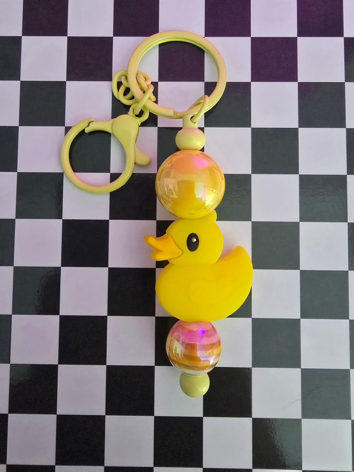 Rubber Ducky Beaded Keychain, Yellow