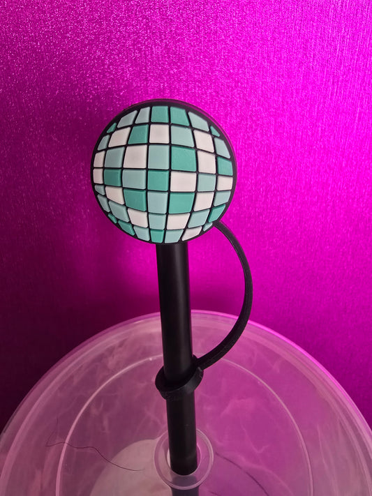 Disco Ball Straw Topper, Blue