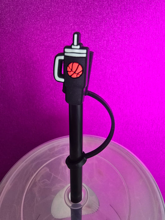 Sport Tumbler Straw Topper, Basketball