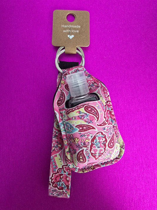 Pink Paisley Sanitizer Keychain Set