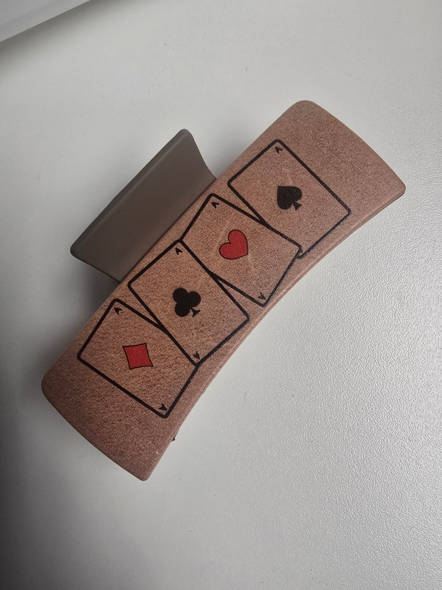 Suit of Cards Leather Claw Clip, 4"