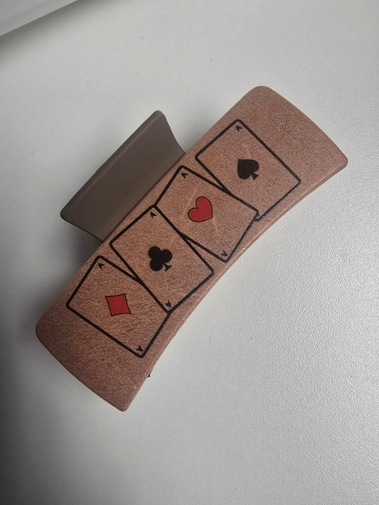 Suit of Cards Leather Claw Clip, 4"