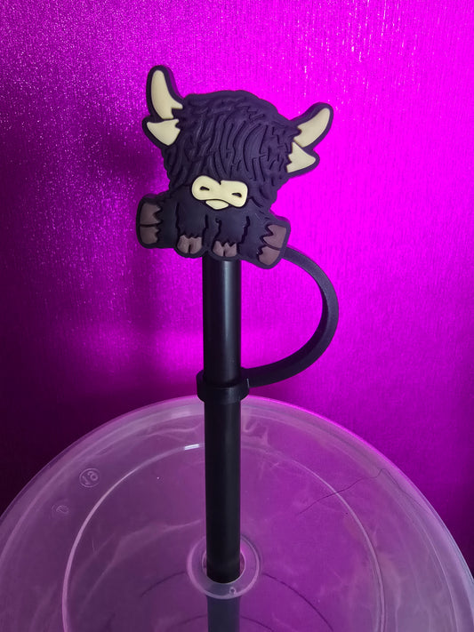 Lil' Highland Cow Straw Topper, Black