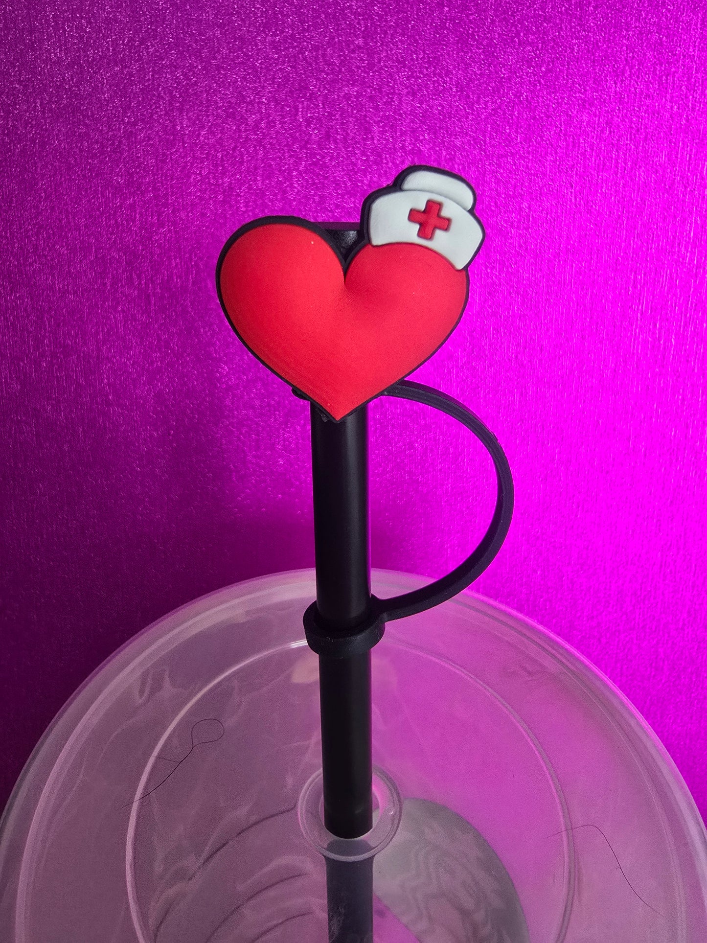 Nurse Hat Heart Straw Topper