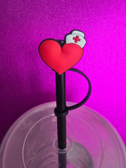 Nurse Hat Heart Straw Topper