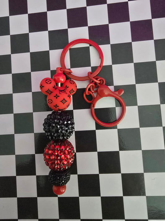 Luxury Mouse Beaded Keychain, Red