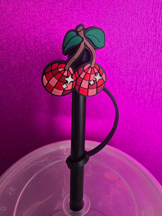 Disco Cherry Straw Topper, Red