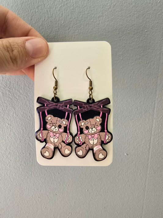 Creepy Bear Acrylic Earrings
